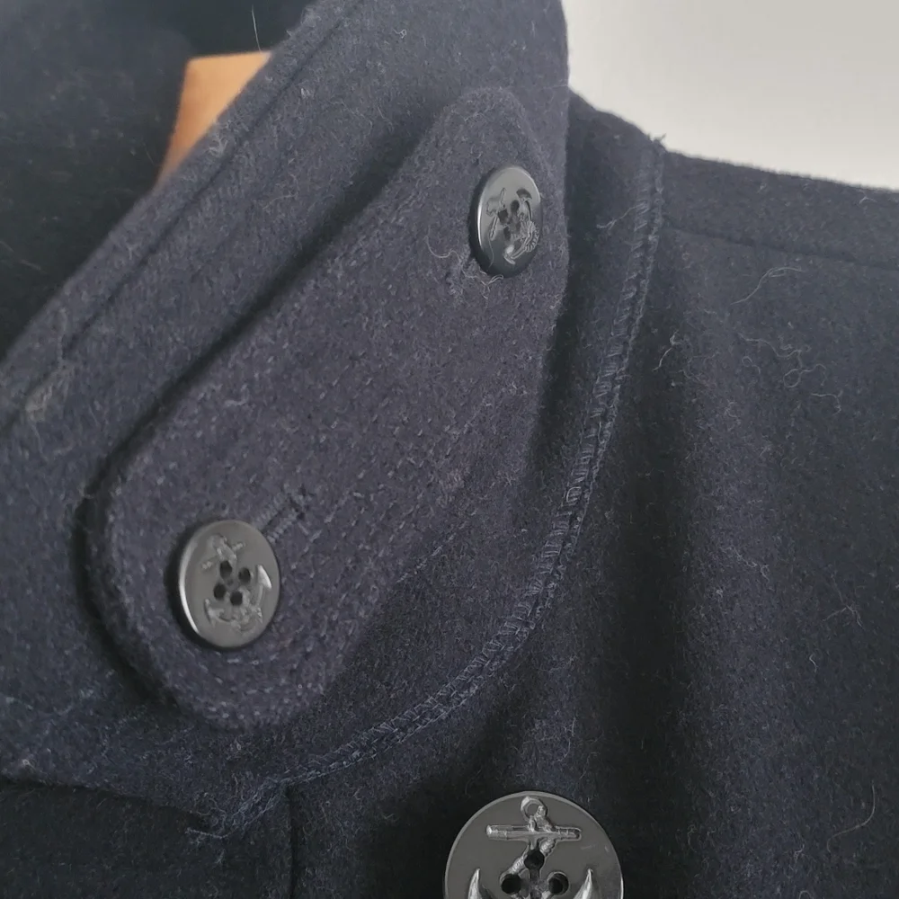 J. Crew Wool Bayswater Peacoat Black Thinsulate Stadium Military Grade Large